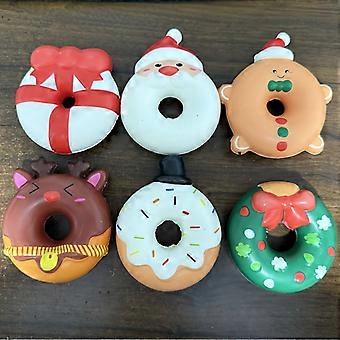 Christmas Squishy Toys Set of 6, Santa Reindeer Snowman Gingerbread with Squeeze-Activated Sprinkles, PU Party Favors for Kids and Adults