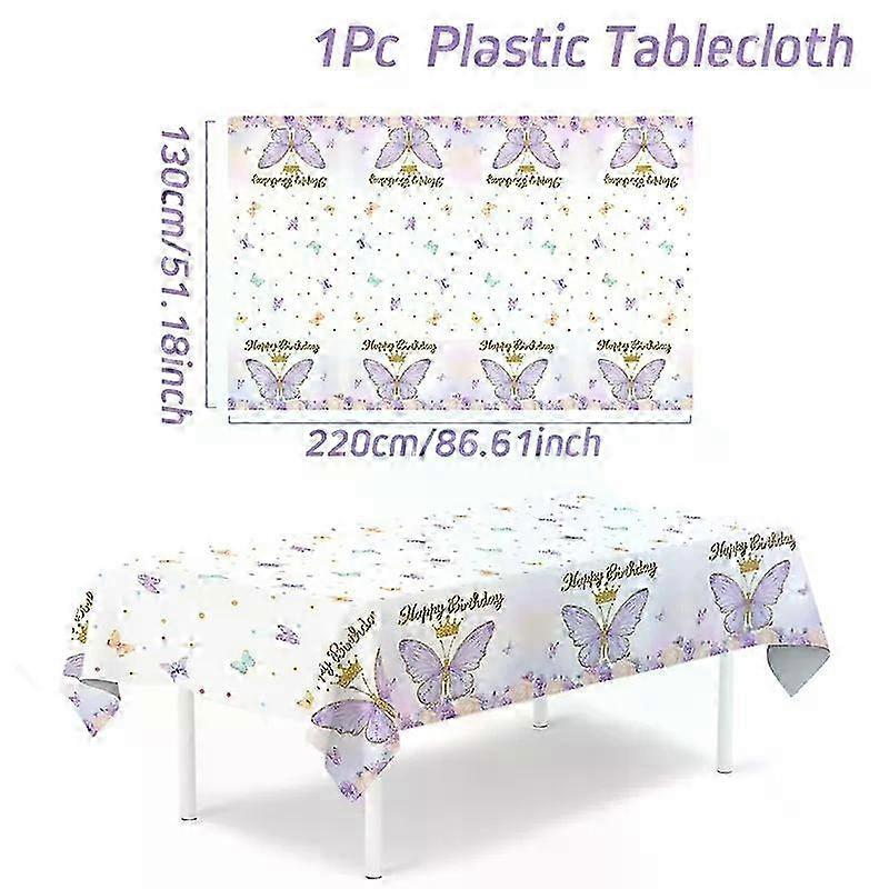 Purple Butterfly Waterproof Tablecloth