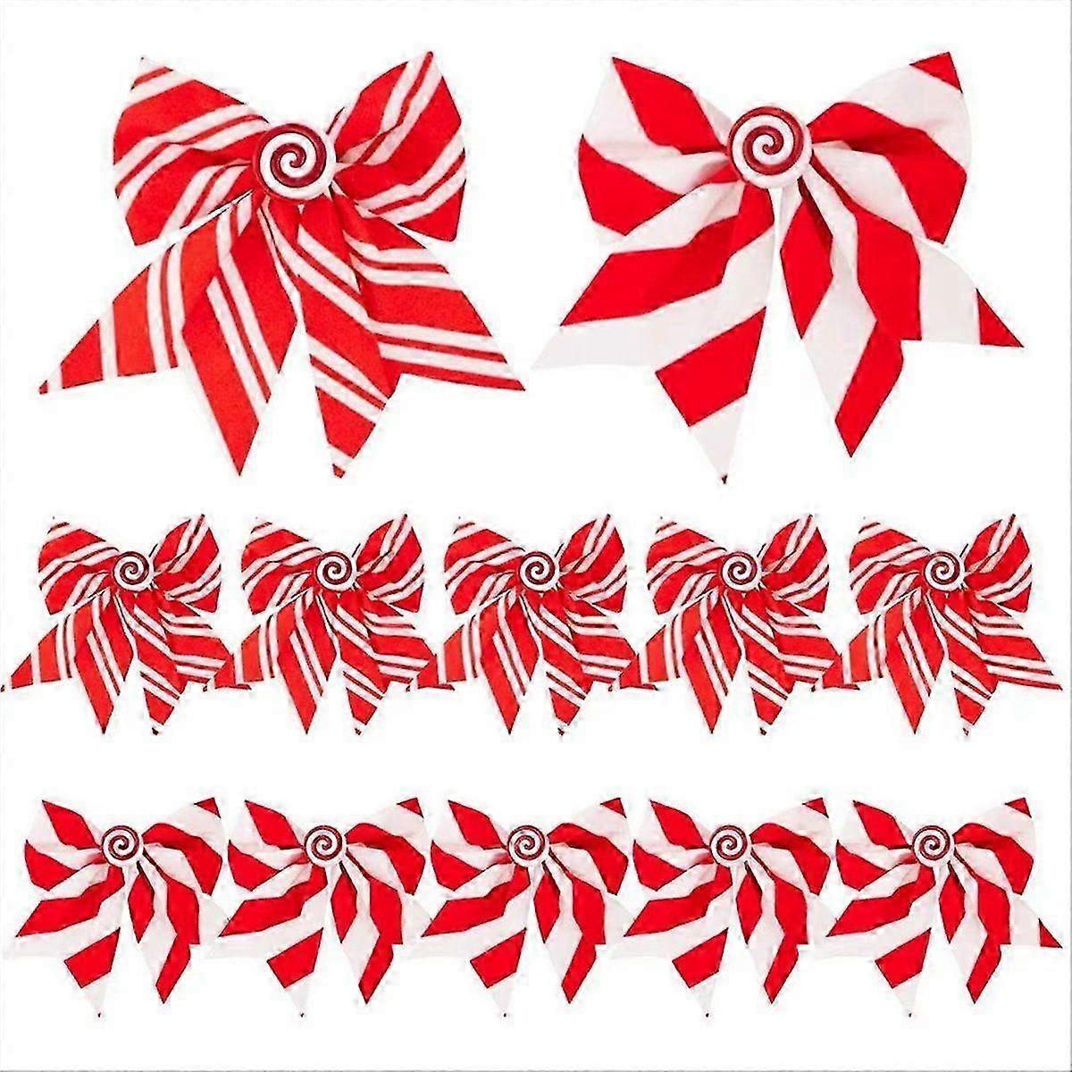 12-Pack Red White Festive Bows