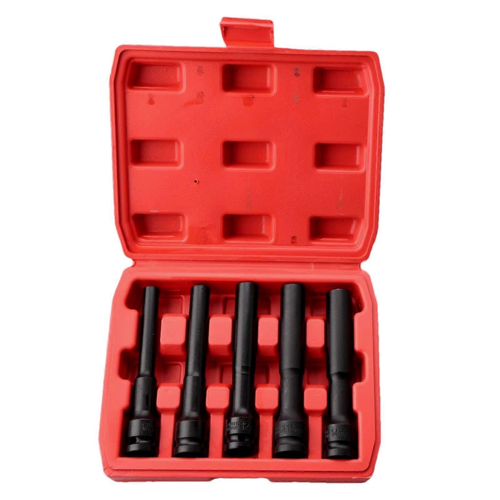 5 Pieces Impact Socket Set with Case Thin-Wall Sockets Heavy-Duty for Garage