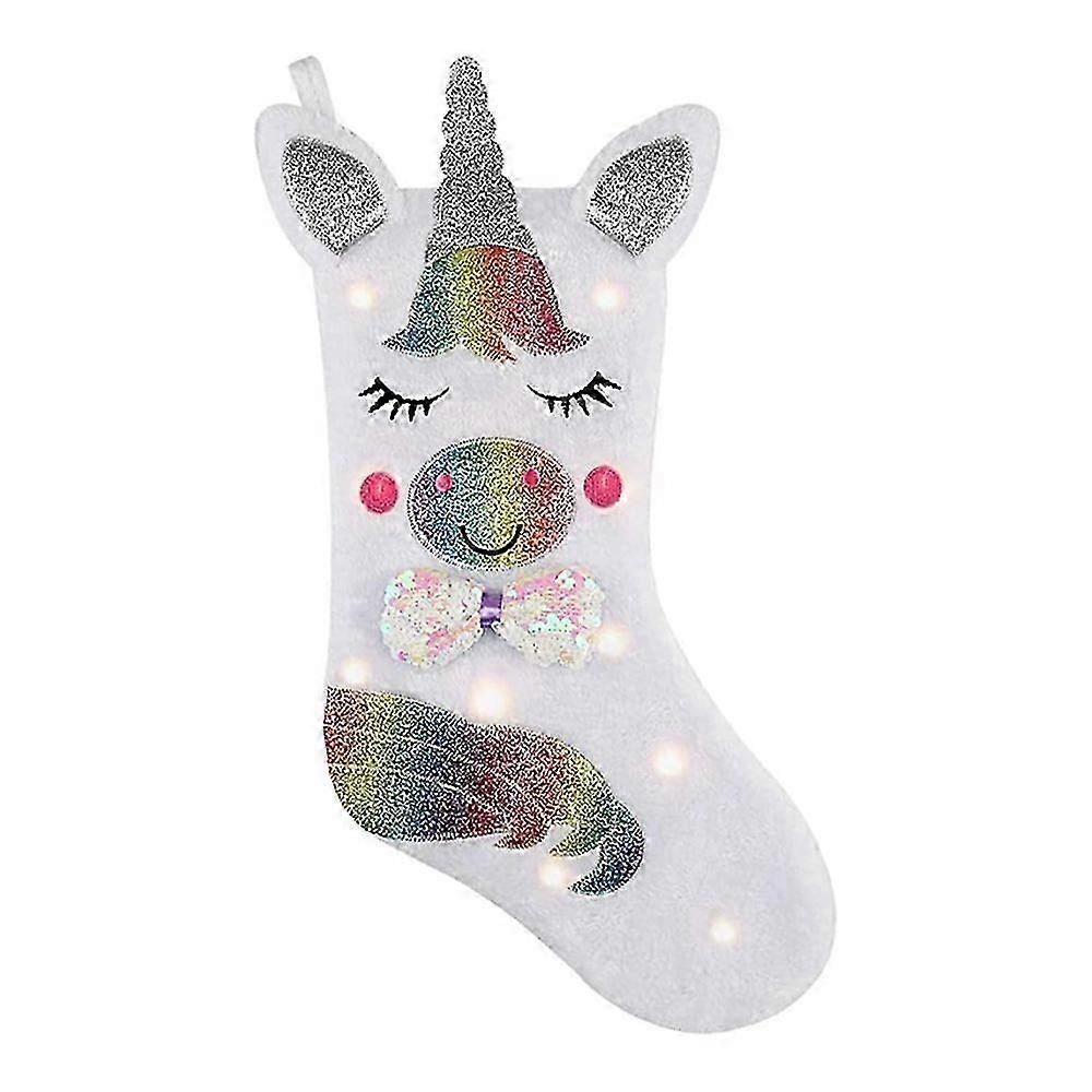 LED Unicorn Christmas Stocking