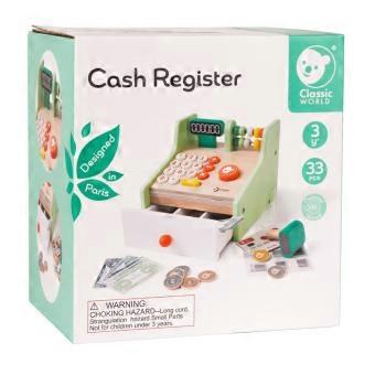 Classic World Cash Register Wooden Pretend Play Grocery Shop Calculator Toy Kids