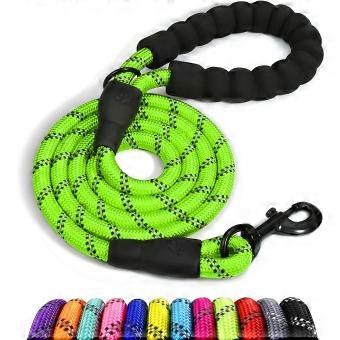 Dog Rope, Nylon Dog Leash With Soft Padded Handle And Reflective Threads, 150cm X 1.2cm, Green 515.