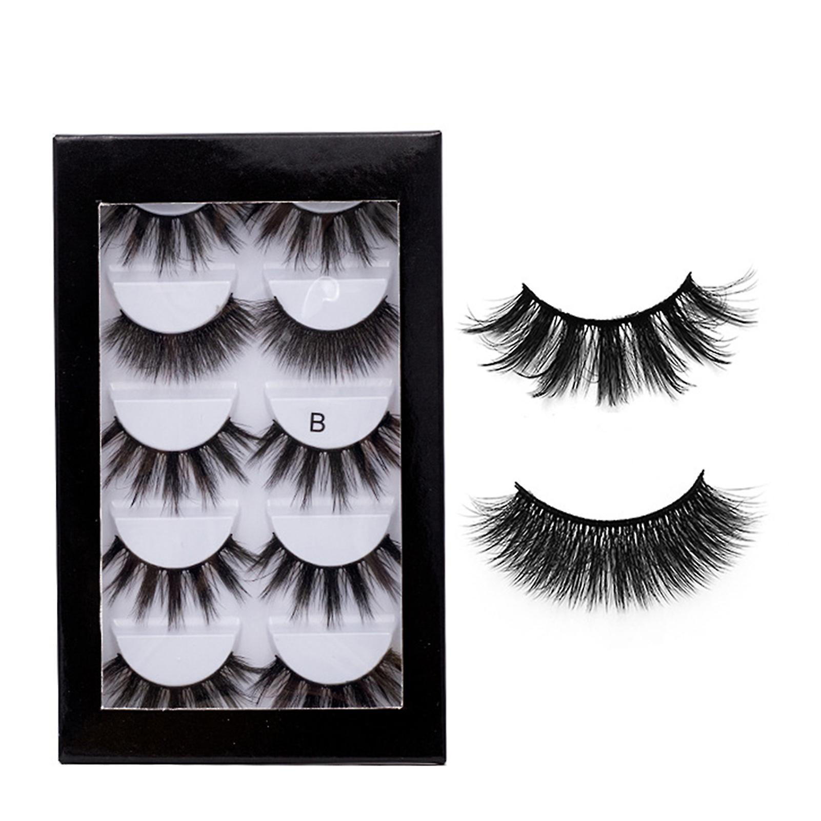 5 Pairs False Eyelashes Multilayered Bushy Curling Up Lashes