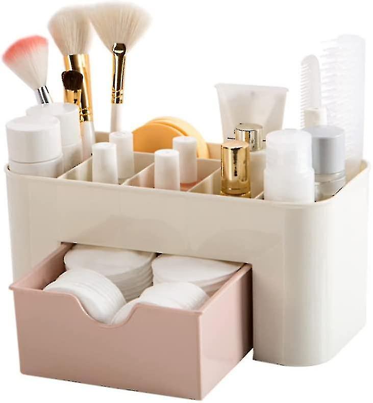 Beibei - Cosmetic Storage Box Sturdy Plastic Stackable Makeup Organizer Com