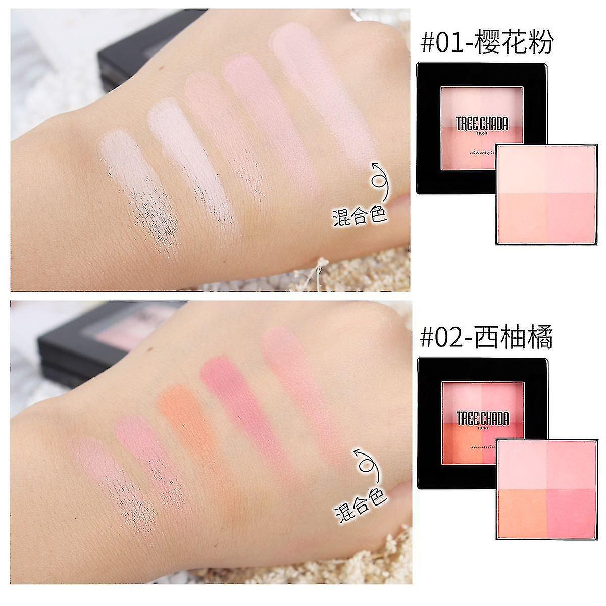 Treechada 4 ألوان شعرية مخبوزة أحمر الخدود Tr Rouge Lasting