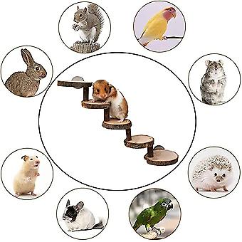 Lizaty Hamsterspeelgoed van hout, hamsters, houten ladder, hamster, klimspeelgoed, 5-laags ladder, trappen, platform voor bruggen, springplank, trainingsapparaat voor hamsters, mice, gerbils