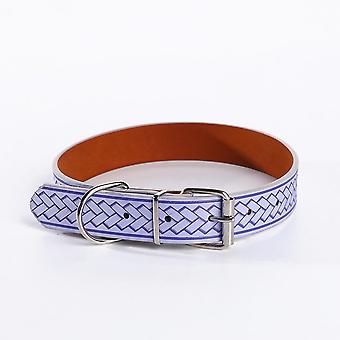 Soft PU Leather Medium Pet Dog Collar Decors Pet Supplies(Purple S)