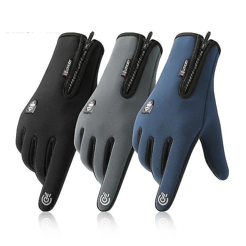 Black XL Unisex Windproof Splash proof Touch Screen Fabric Sports Gloves