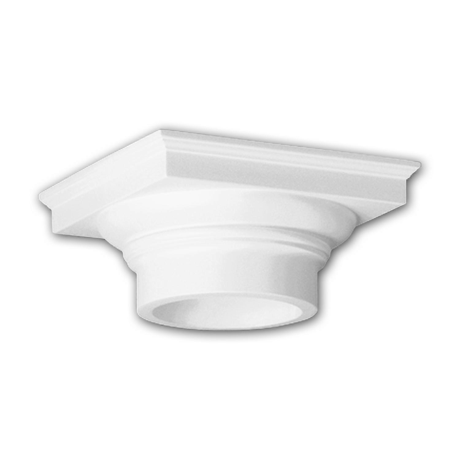 e-Delux GmbH 1 x Chapiteau de colonne 111008 Profhome blanc Mousse de polyuréthane rigide prétraité léger, solide, indéformable