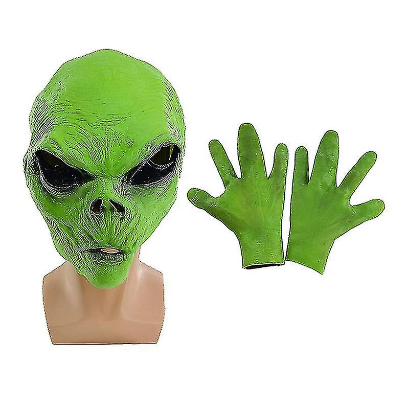 Ghostface Alien Horror Head Mask/gloves Halloween Masquerade Props #green