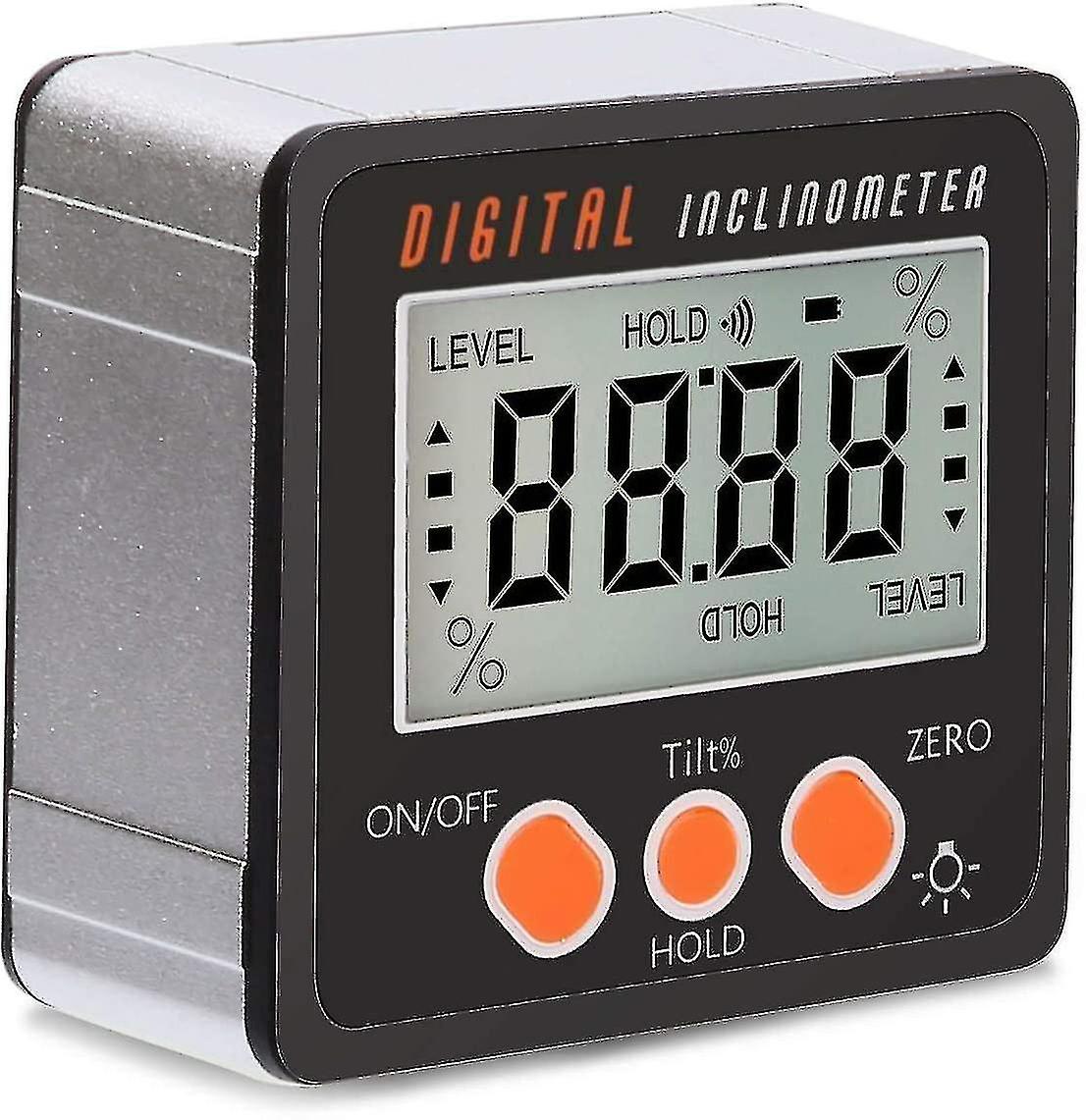 Digital Inclinometer 0-360 Electronic Inclinometer Bevel Protractor Box Goniometer Counter Magnetic Base Orange