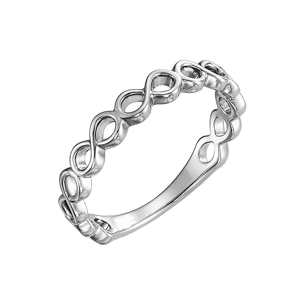 14k White Gold Polished Infinity style Stackable Ring Size 6.5-Stackable-Ring for Women - 2.5 Grams