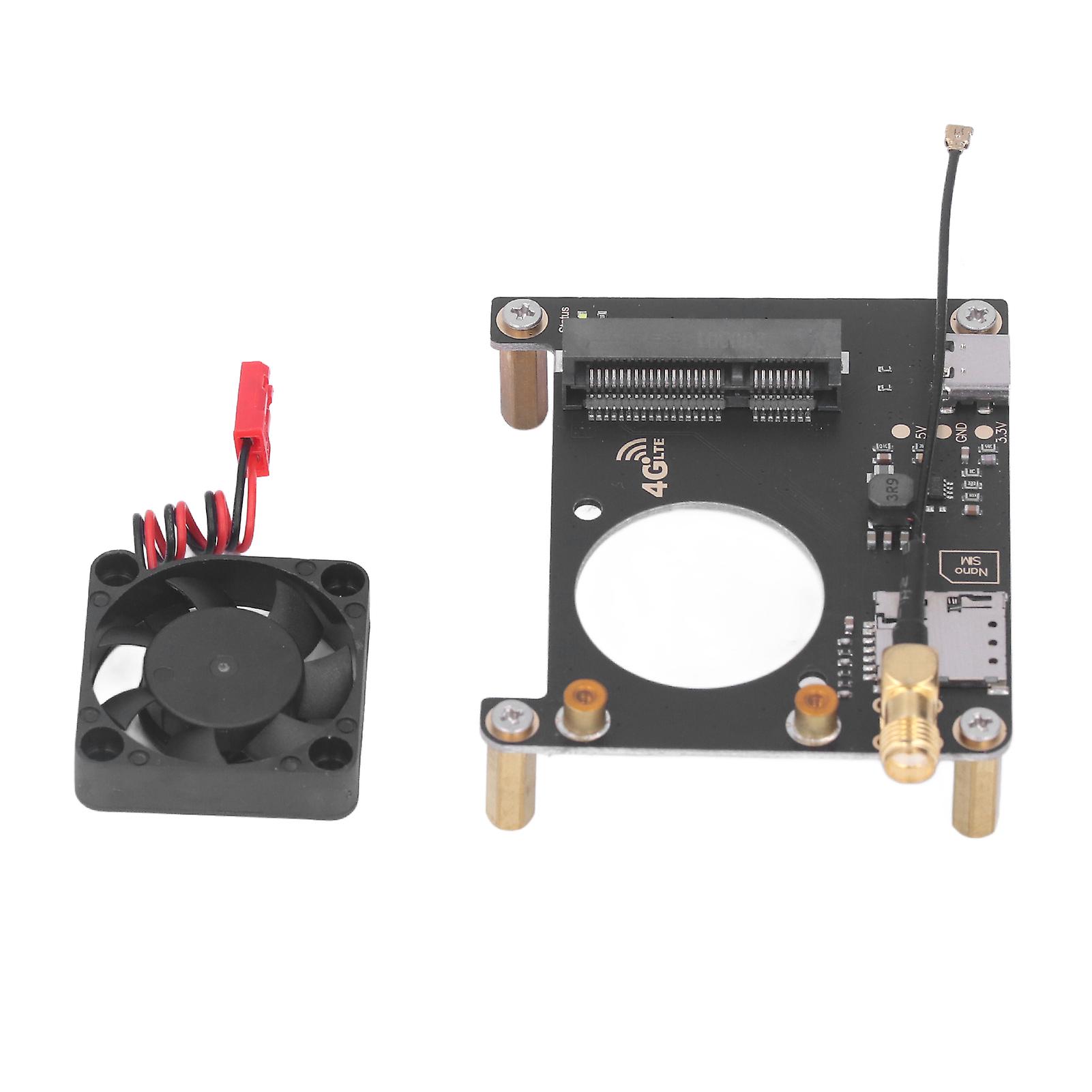 LTE 4G 3G Expansion Board HAT Module with Cooling Fan for Pi 4B 3B