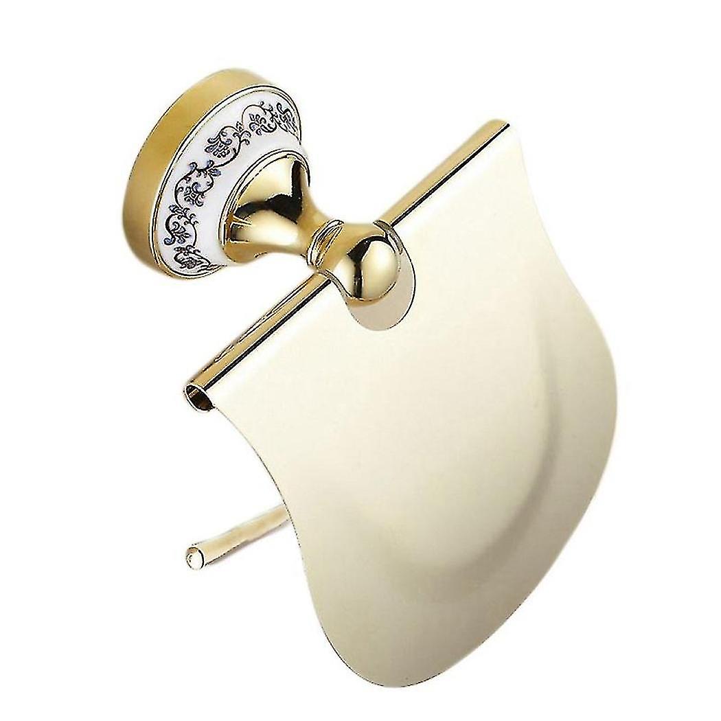 Bathroom Toilet Roll Holder With Baffle (golden)