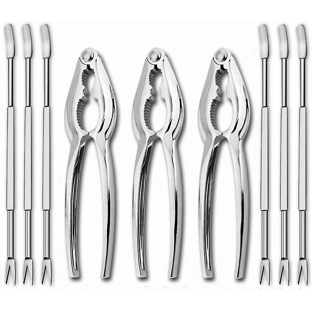 9PCS Seafood Tools Crab Sheller Set with Forks Opener Shellfish Leg Sheller Kitchen Accessories for Easy Shell Removal