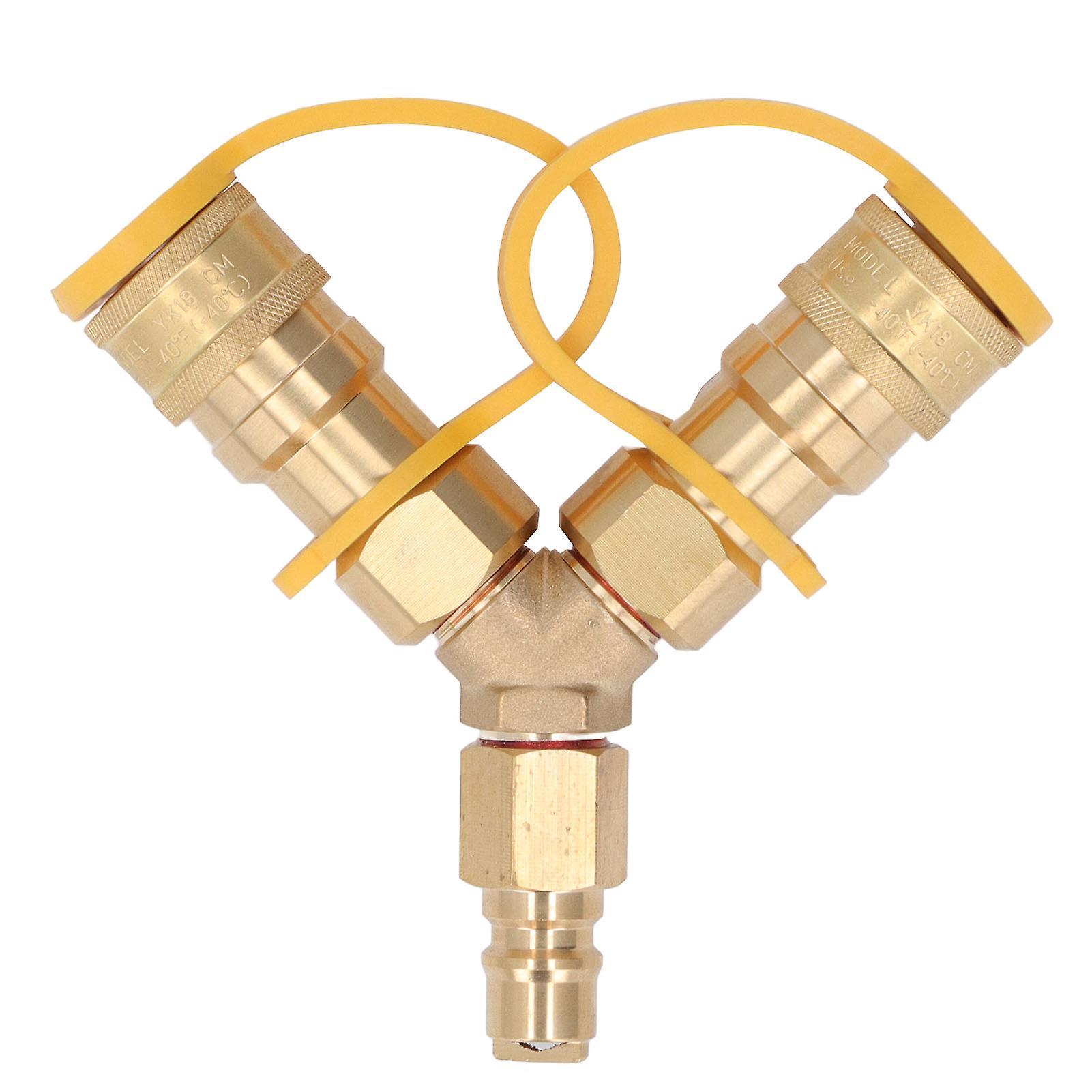 Gas Quick Coupling Adapter Y Splitter Natural Gas Quick Release Adapter for Grills, Generators, Patio Heaters, Pizza Ovens, Patio Fire Pits,