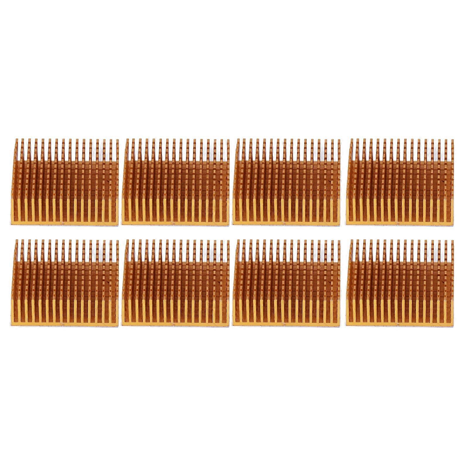 8Pcs Cooling Fins Aluminum Alloy Power Radiator Slotted Heatsink for Electronics 50x50x15mm GoldWith Adhesive