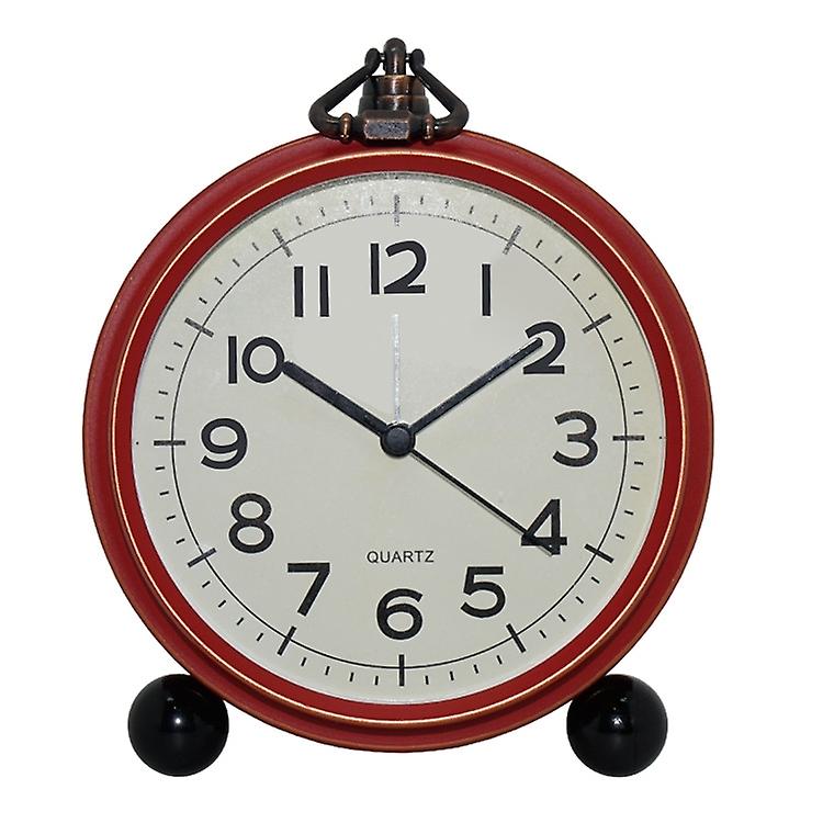 Retro Iron Alarm Clock Dark Red