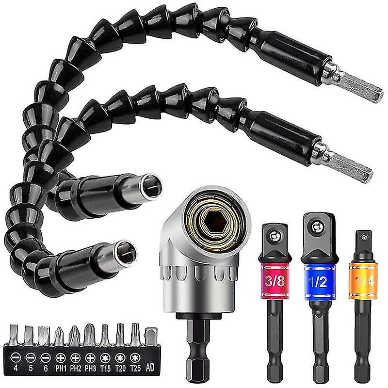 Flexible Drill Extension Hex Shank Drill Nut Driver Bit Set, 3pcs Universal Socket Adapter Set, Screwdriver Bit Set