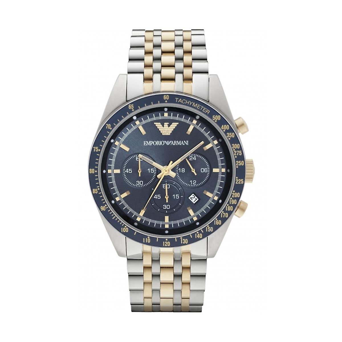 Emporio Armani Men's Silver/Gold Ar6088 Tazio Chronograph Watch Size 05
