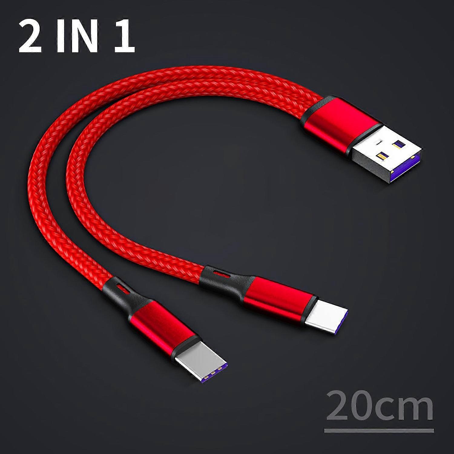 Charging Wire 2 in 1 5A Quick Charge 0.2m for Android/Type-C/for iOS Nylon Braided Data USB Cable fo