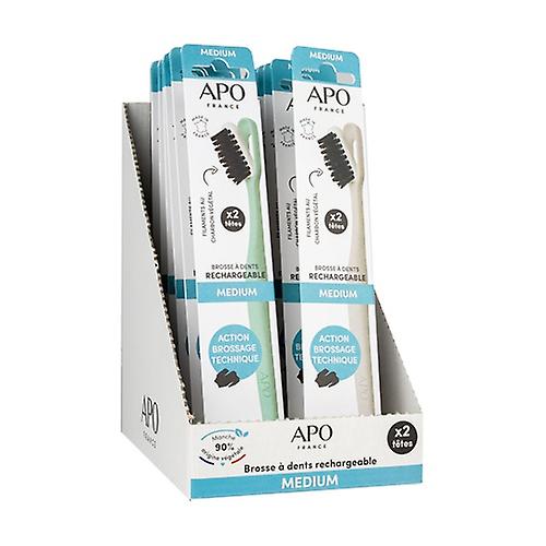 Medium rechargeable toothbrush (1 handle + 2 heads) x12 - with charcoal 12 units
