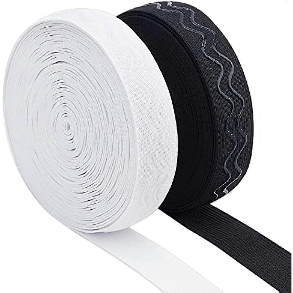 20 Yards Non-Slip Elastic Band 1" Heavy Stretch Knit Elastic Band Silicone Elastic Gripper Band for Sewing Elasitc Cord Stretch DIY Ear Band Loop (Bla
