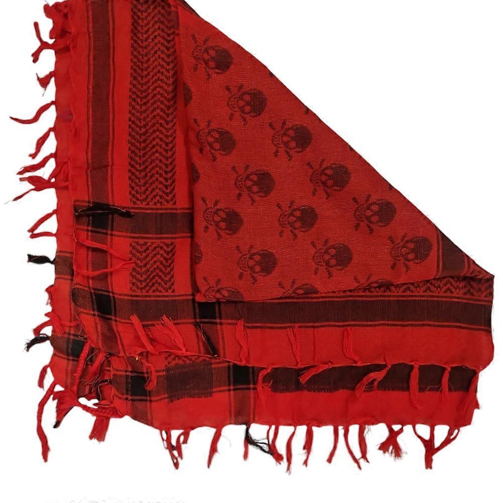 Palestinian Shawl Keffiyeh Skulls Red and Black