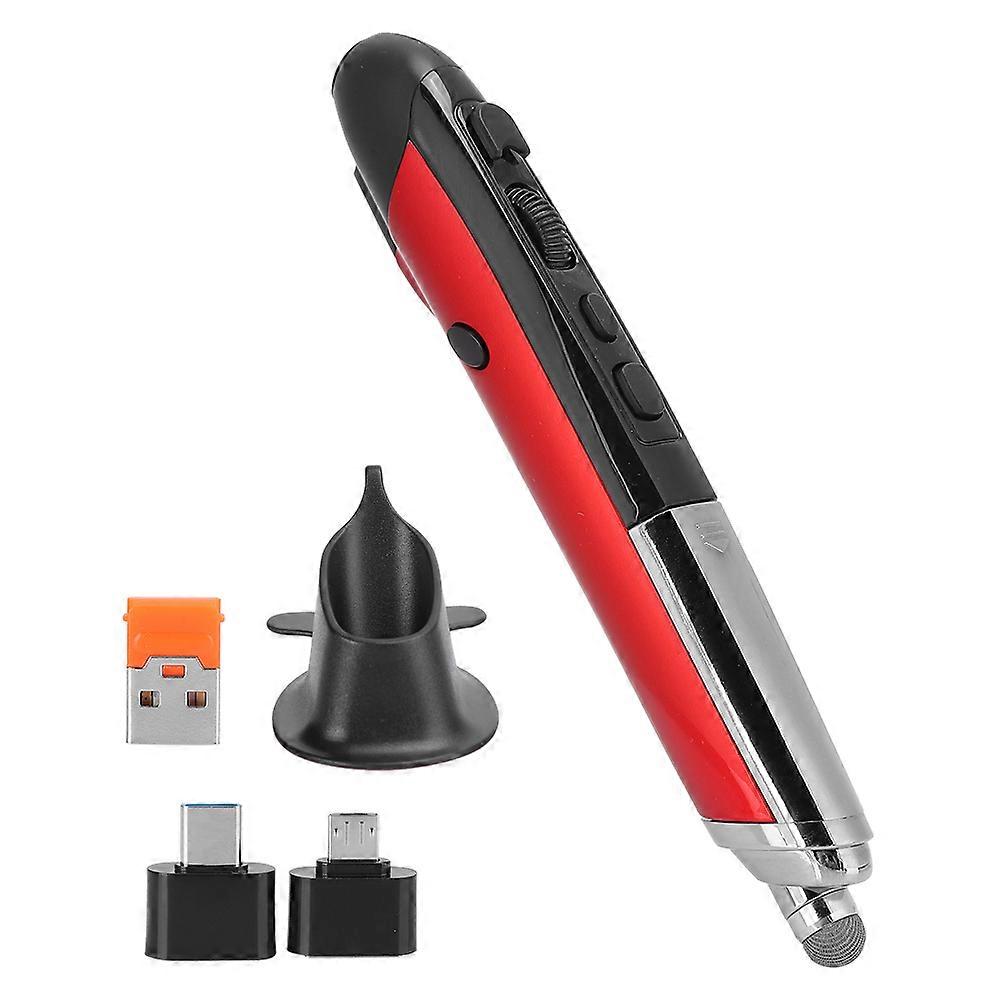 Pen Type Mouse Computer Stylus Handwriting Laser Capacitive Wireless 2.4G Personalized(Red PR-08)