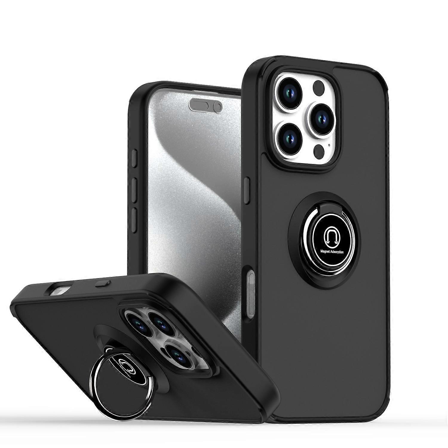 TPU+PC Phone Case with Ring For iPhone 16 Pro