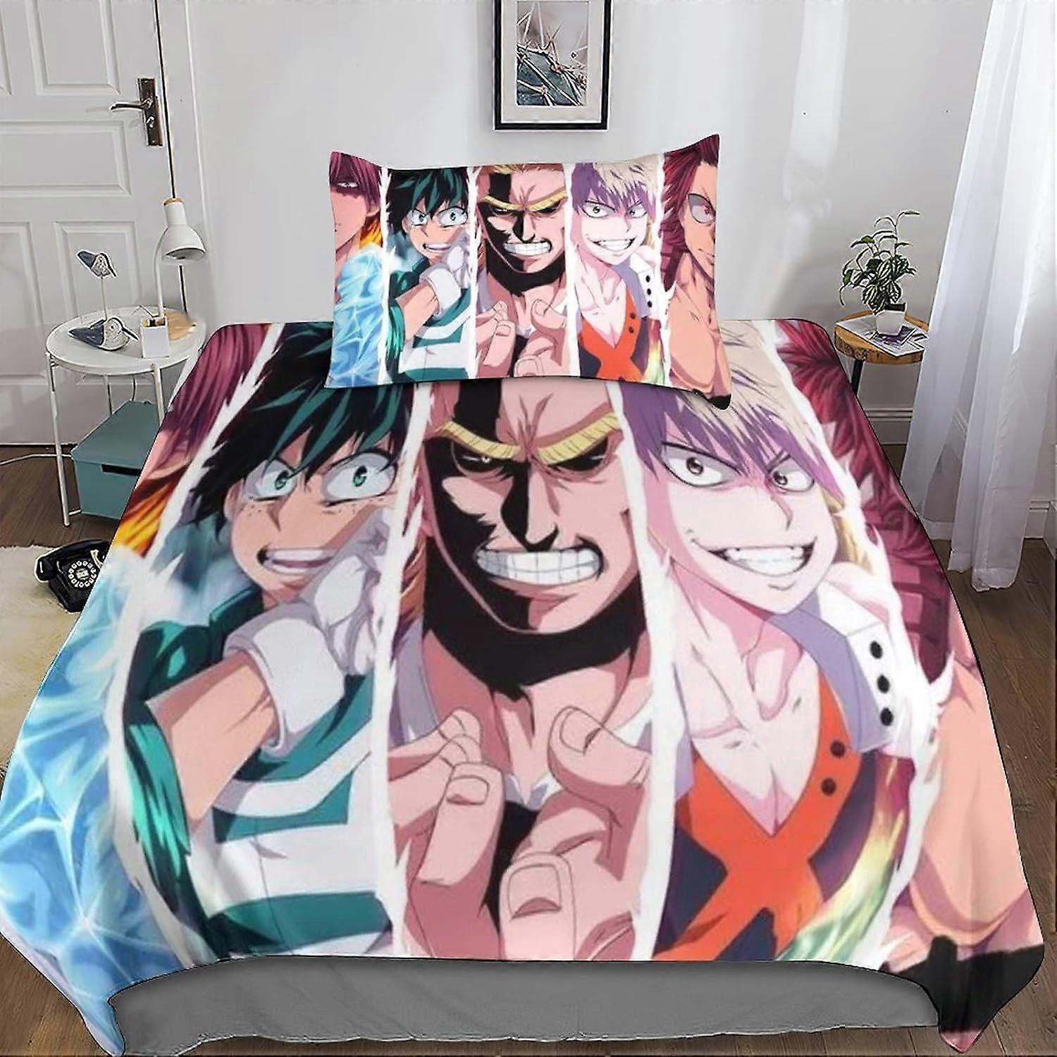 My Hero Academy Sängkläder Set med påslakan och täcke My Hero Academia D med dragkedja Mjuk mikrofiber för vuxna och barn 135*20