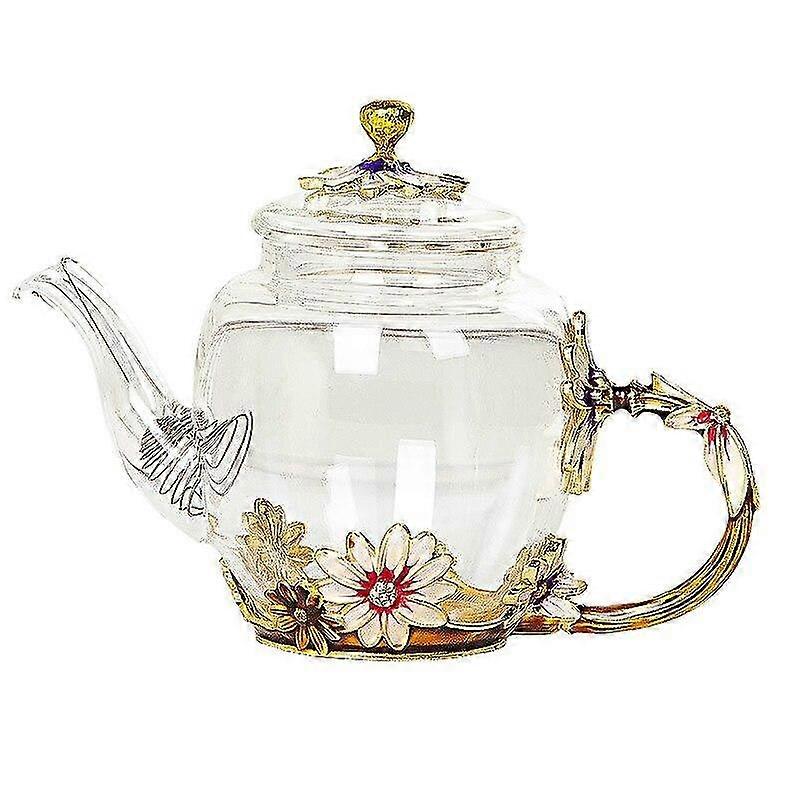 crystal daisy glass teapot cold drinks home enamel drinkware