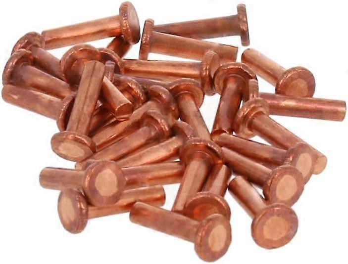 Diameter 3mm Long 12mm Flat Head Bolts Copper Solid Rivets Fasteners Rivets Copper Tone 50pcs