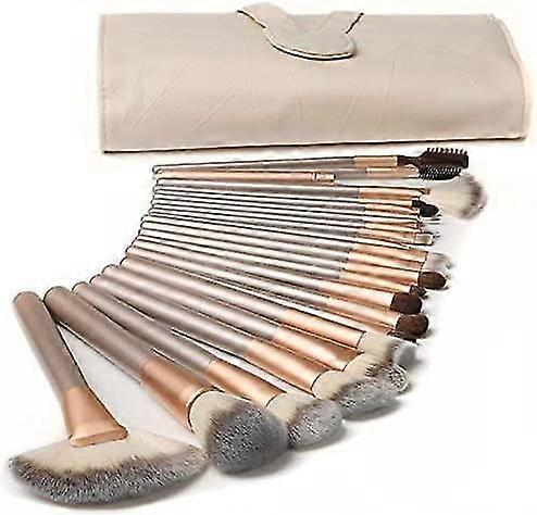 Makeup Brushes, 18pcs Professional Makeup Brush Set With Pu Leather Case Beige