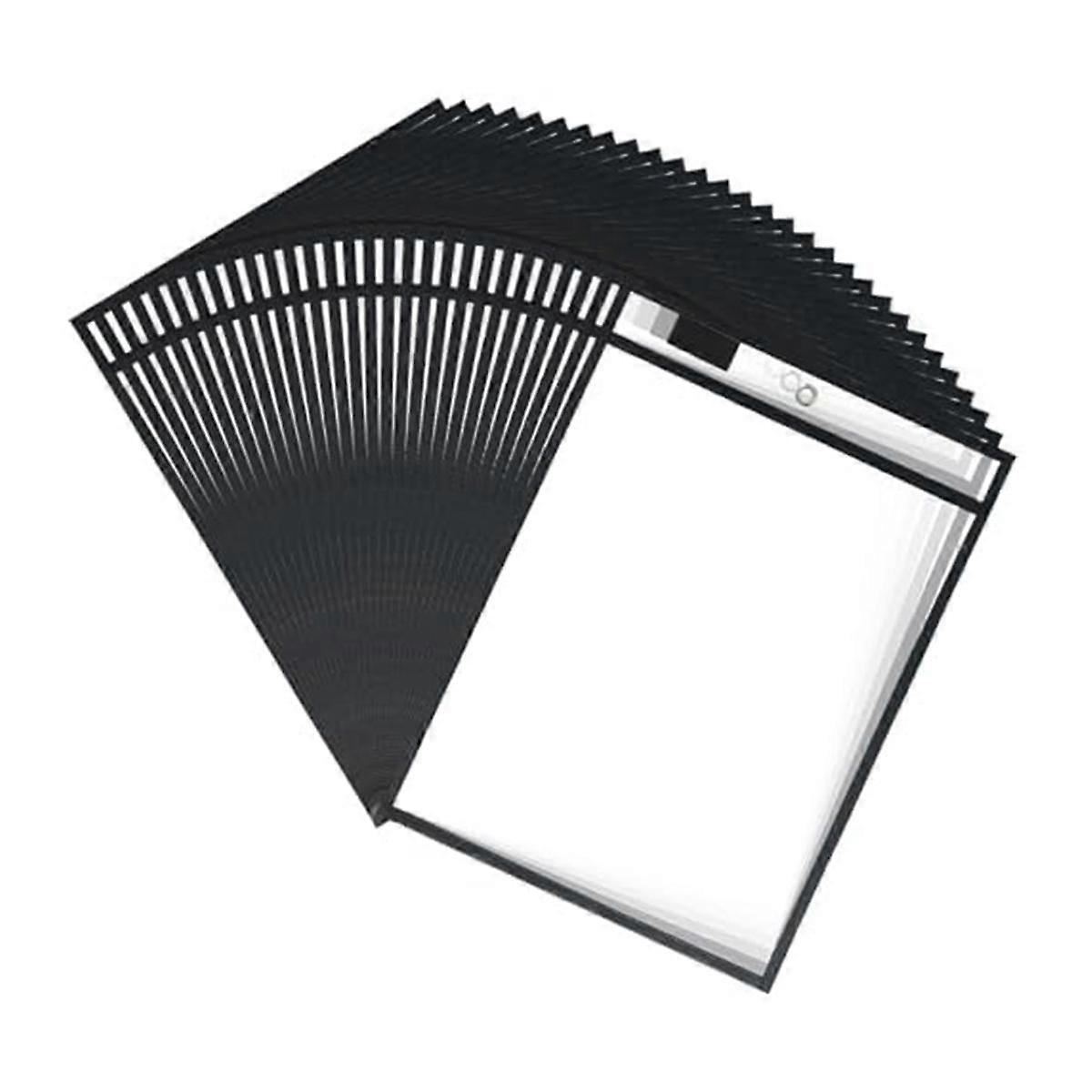 30PCS Job Ticket Holders,Dry Erase Pockets,10x14Inch,Black,Reusable Plastic Sleeves for Paper, Clear Shop Ticket Holders