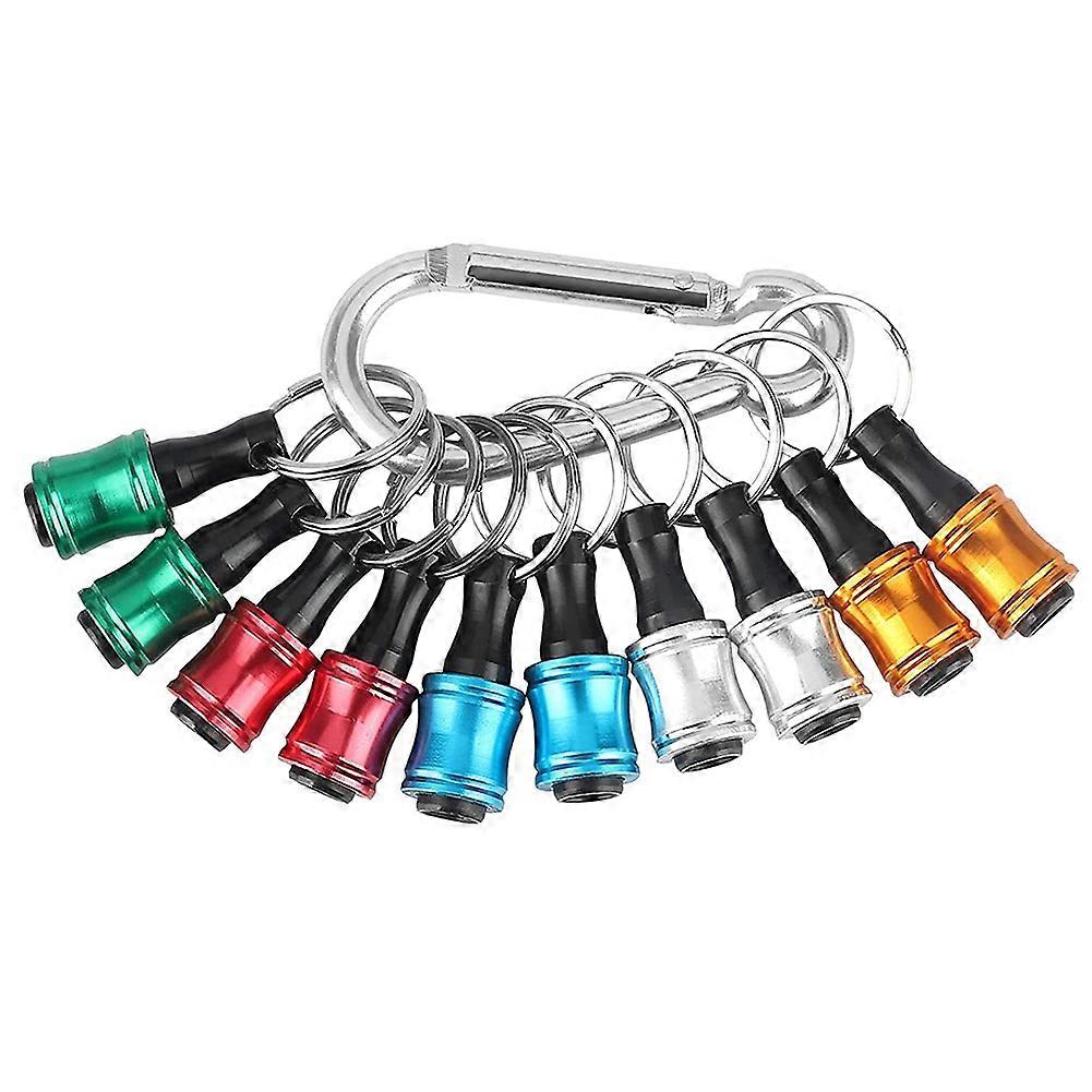 10PCS 1/4Inch Hex Screwdriver Bits Holder Extension Bar Keychain Screw Adapter Drill Change(5 Color