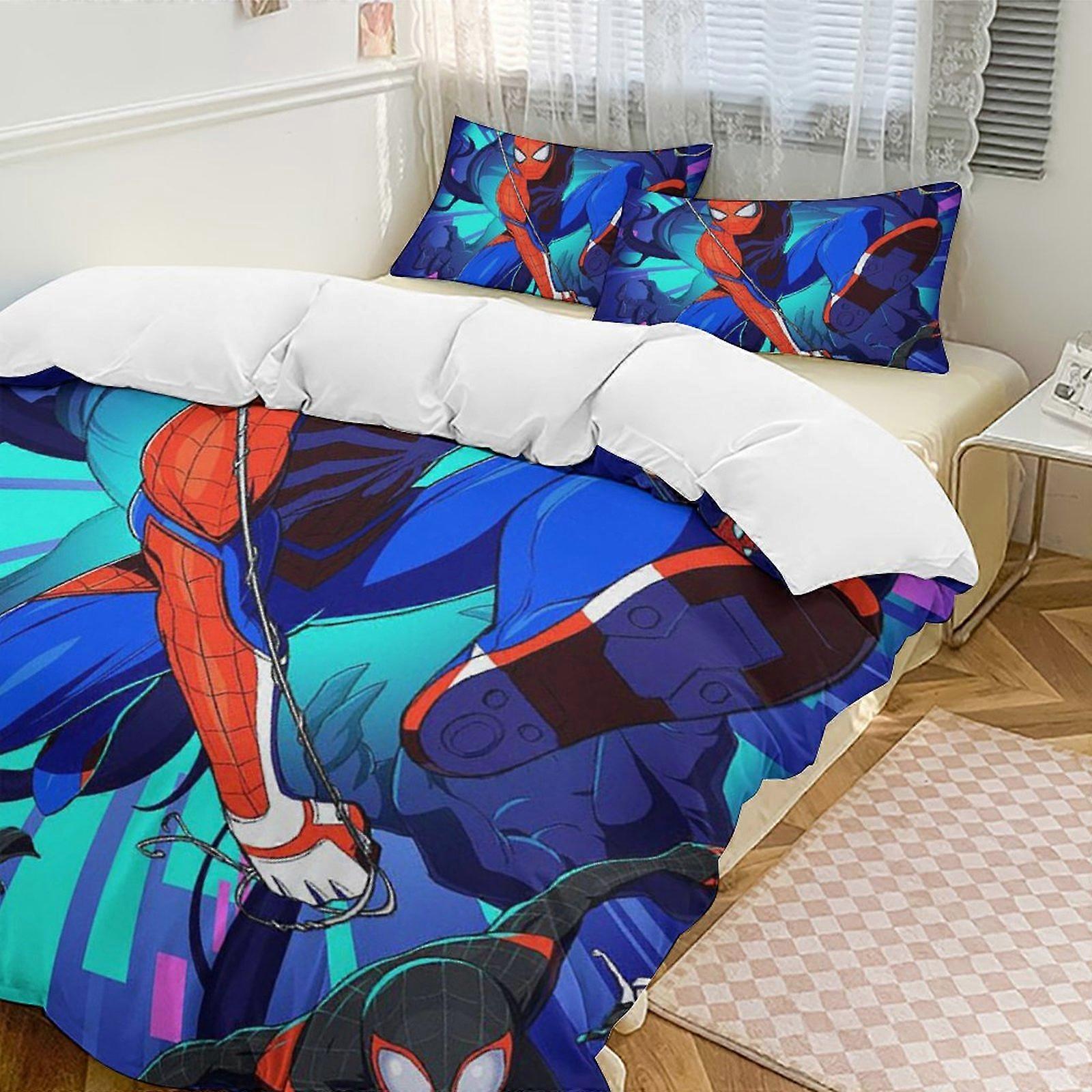 v28 Spider-Man 3-delat enkelsängsset - Inkluderar 1 enkeltäcke och 2 örngott Sängkläder - Fade Resistant Microfiber - Spider io28