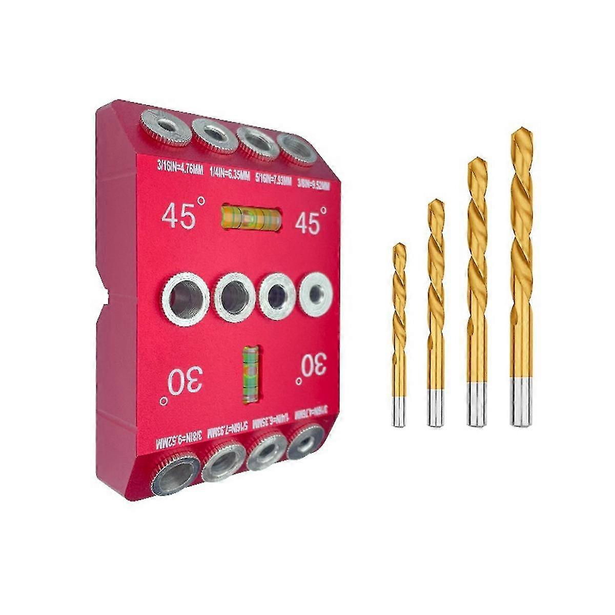 30 45 90 Degree Angle Drill Guide Jig, Drill Guide with 4 Bits, 4 Sizes Drill Jig for Angled and Straight Holes