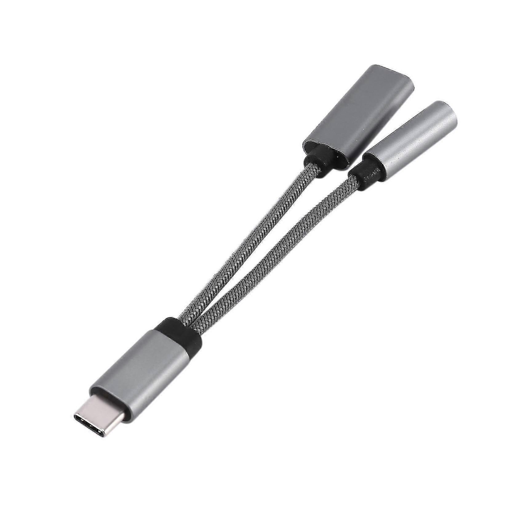 Usb C To 3.5mm Headphone Jack Adapter 2 In 1,audio Cable Gray