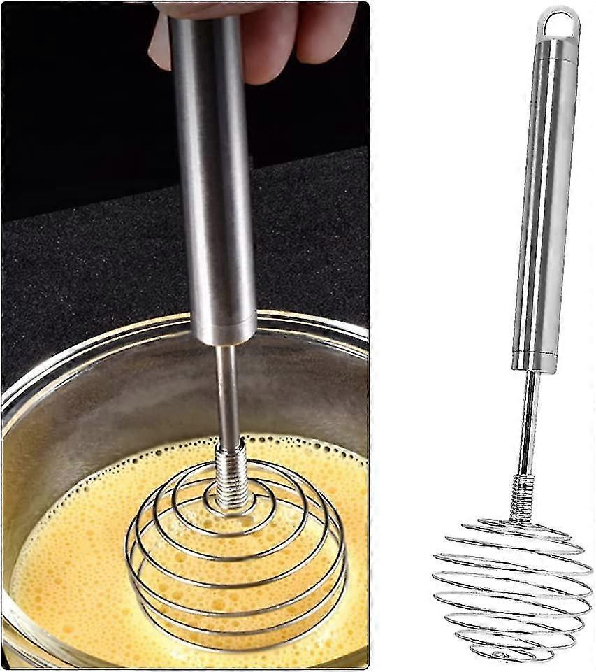 Spring Coil Hand Push Whisk,stainless Steel Eggs Beater Milk Whipper,manual Eggs