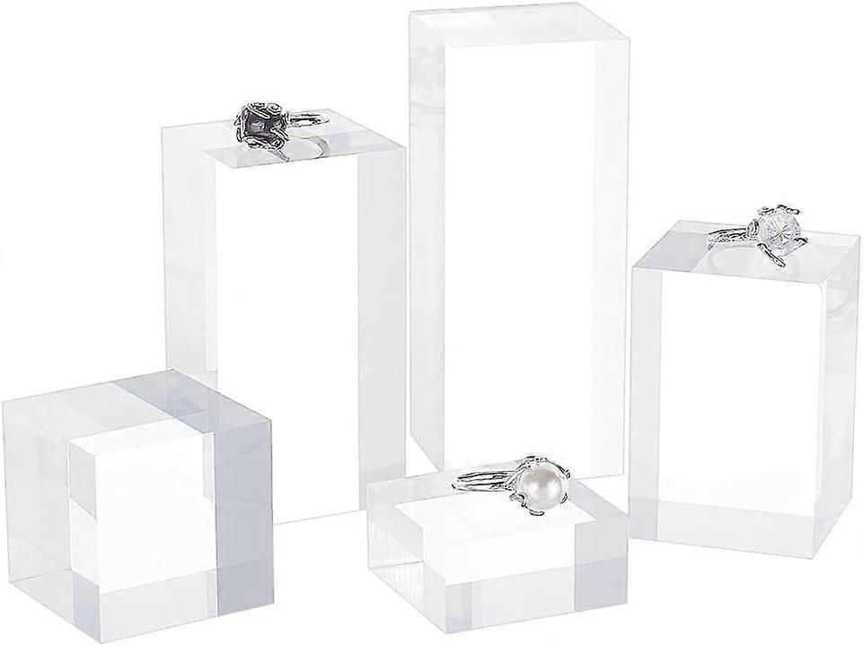 5Pcs Clear Acrylic Cube Display Block 0.8/1.6/2.4/3.2/4 Inch Solid Display Pedestal Stand for Gem Display Jewelry Display Displaying Pop Figures Cosme
