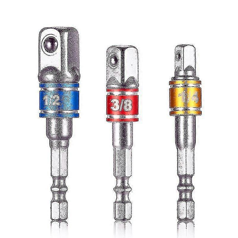 3pcs Electric Drill Bit Hex Shank Extension Bar Socket Bit 1/4" 3/8" 1/2"