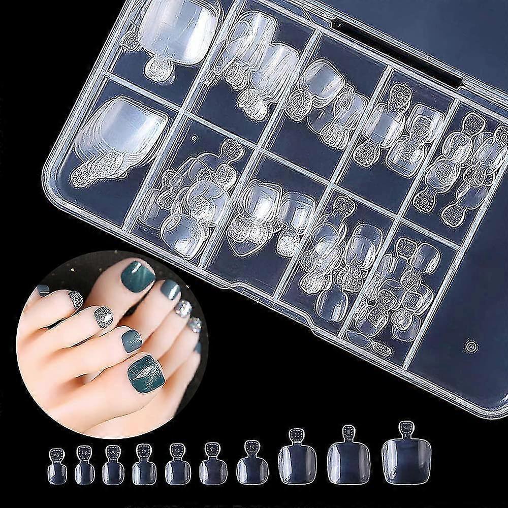 Uñas postizas acrílicas de cubierta completa, 100 piezas de uña francesa artificial 10 tamaños con caja, puntas de uñas postizas [CJ