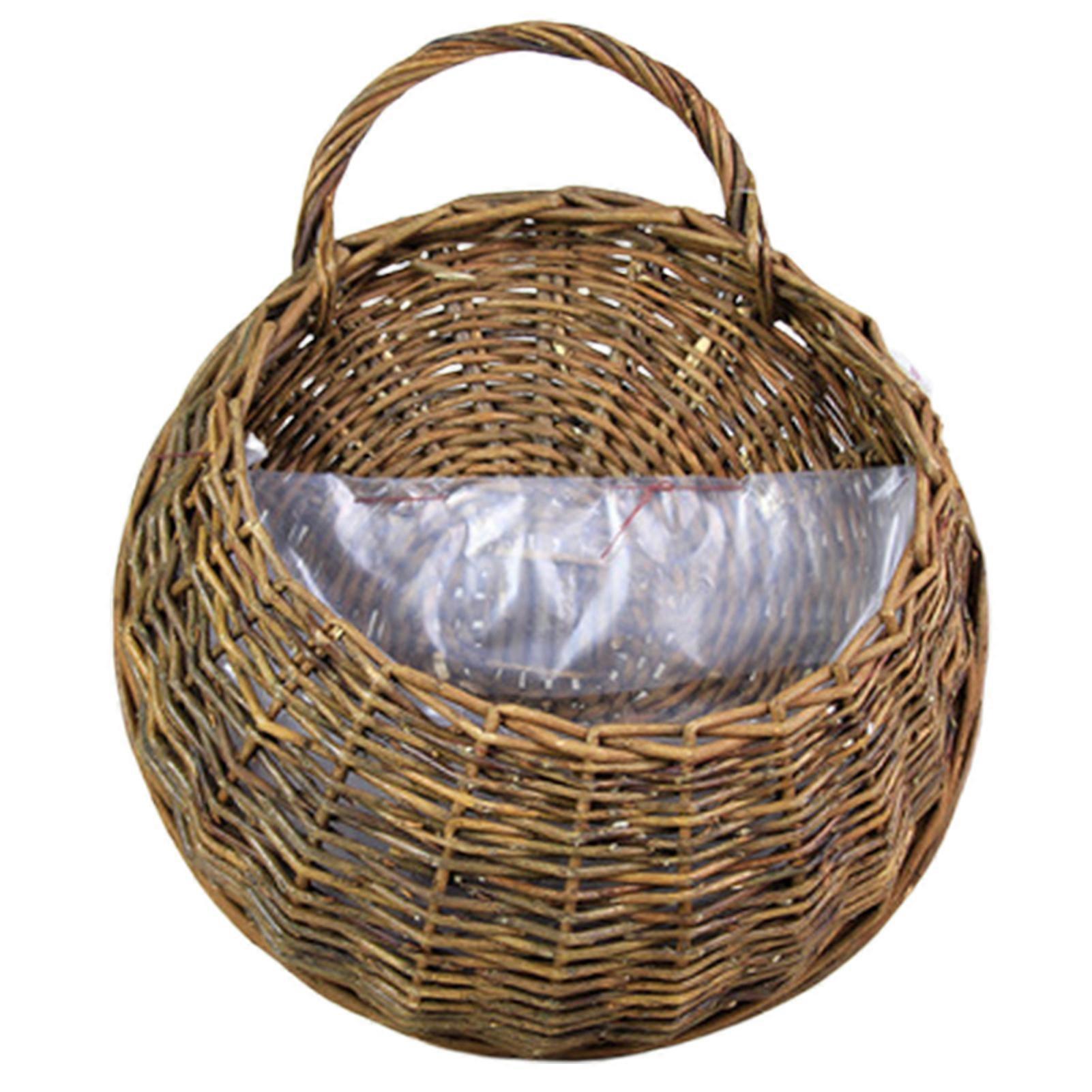 1 Set Flower Basket Handmade Weaving Multi-Function Rattan Wall Fence Hanging Pot Plants Holder for Garden