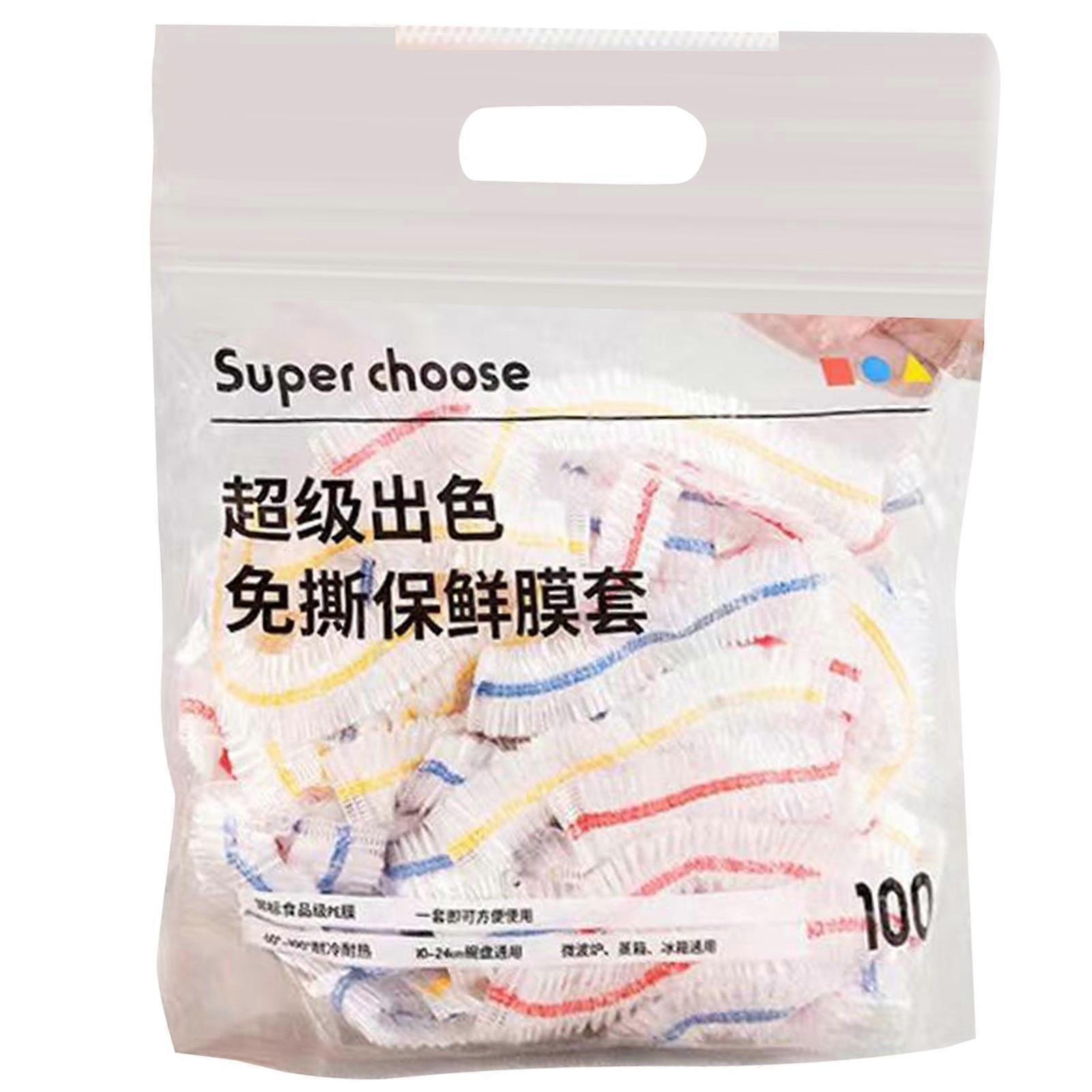 100Pcs Plastic Wrap Food Covers Convenient Elastic Plastic Wrap for Bowls Cups Plates Kitchen Refrigerator KAESI