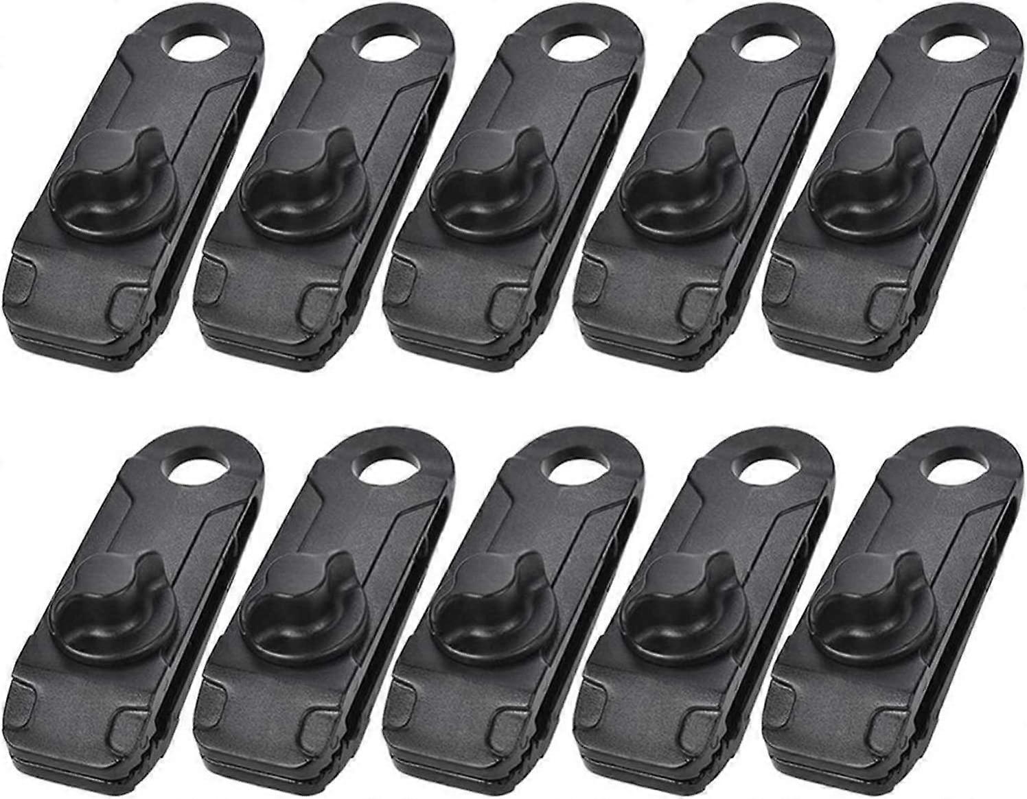 Tarp Clips, 10pcs Tarp Nylon Snap Clip Multi-Functional Durable Durable Camping Tent Awning Awning Clamp Tighten Tool for Holding Tarp, Sun Shade(Blac