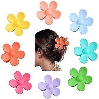 8pcs Hair Claw Clips Acrylic Flower Plastic Hairpins Jaw Clips Nonslip Hair Clamps Barrette Hair Accessories For Women Girls
