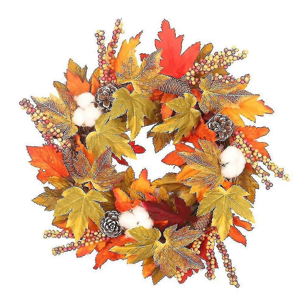Maple Leaf Wreath With Base,real Pinecones, For Front Door Decoration