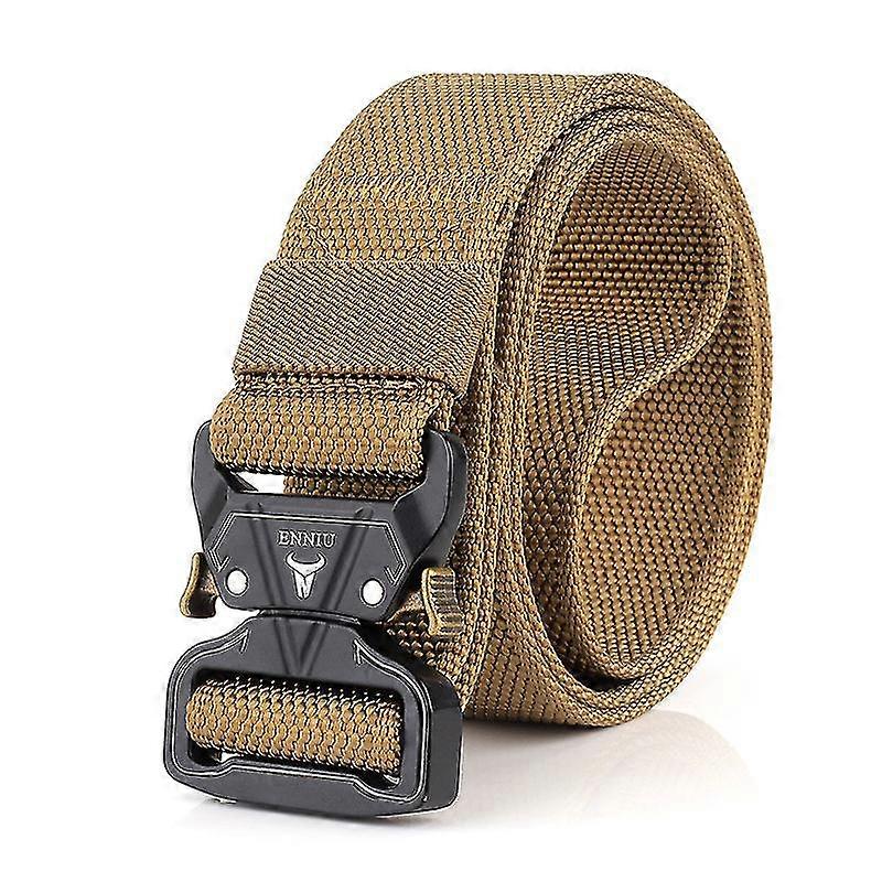 tactical belt,molle d-ring rigger cqb battle adjustable nylon webbing metals buckle edc strap(khaki)